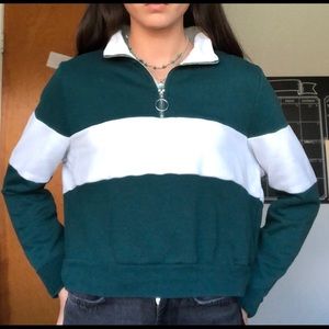green and white striped sweater